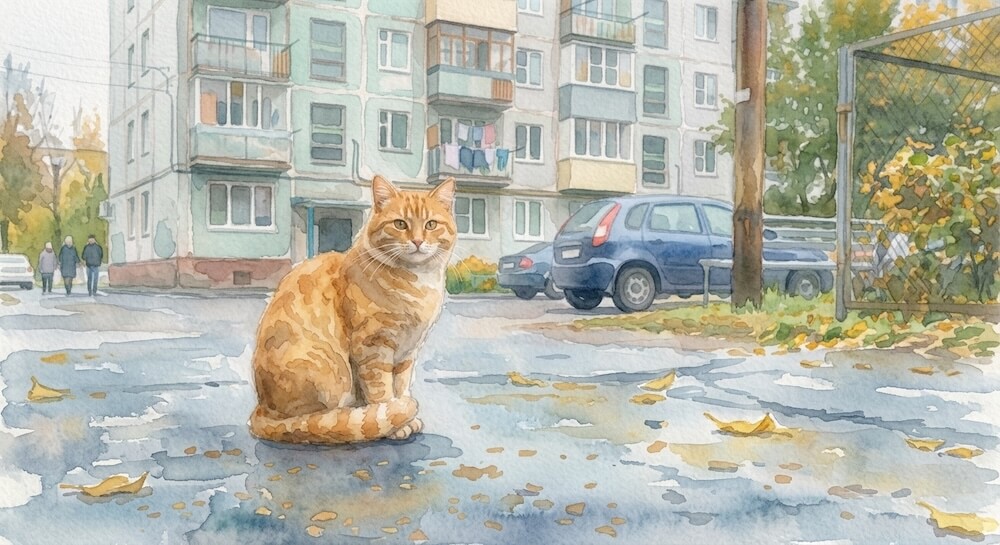 Фото, превращённое нейросетью в акварельную иллюстрацию
