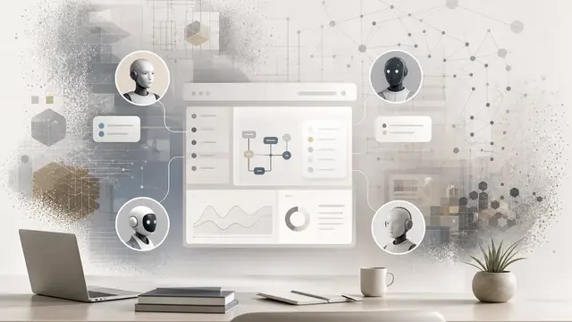 Иллюстрация с AI-агентами и упрощаемой схемой обвеса вокруг них