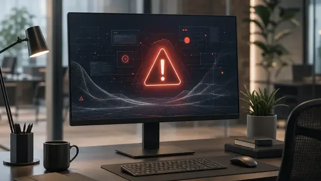 Абстрактная иллюстрация ИИ и темы кибербезопасности в офисном контексте