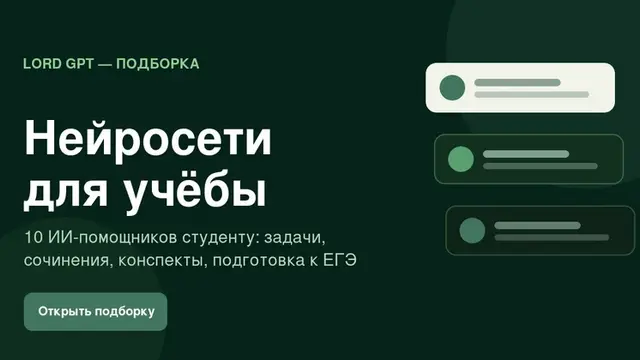 Нейросети для учёбы — подборка ИИ-помощников Lord GPT